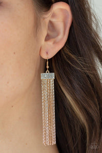 Paparazzi Accessories-Twinkling Tapestry - Gold Earrings