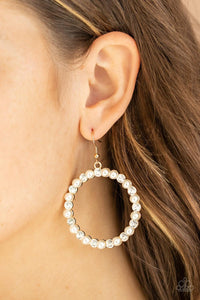 Paparazzi Accessories-Pearl Palace - Gold Earrings
