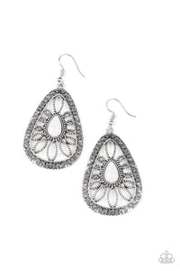 Paparazzi Accessories-Floral Frill - White Earrings