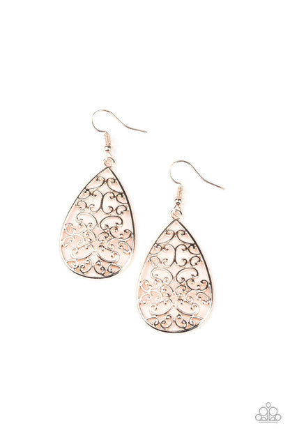 Paparazzi Accessories-Divine Vine - Rose Gold Earrings