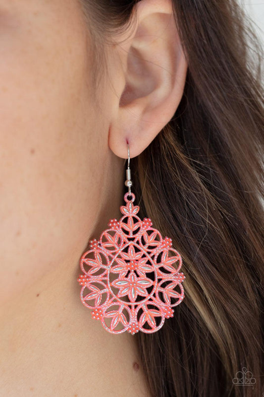 Paparazzi Accessories- Floral Affair - Orange Earrings