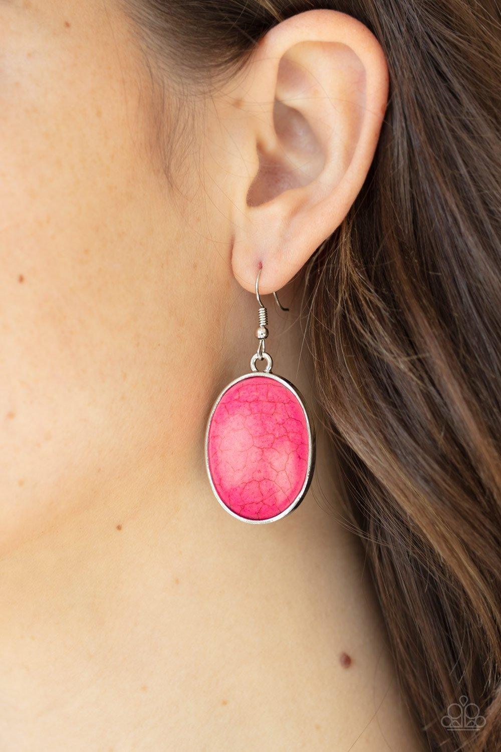 Paparazzi Accessories-Serenely Sediment - Pink Earrings