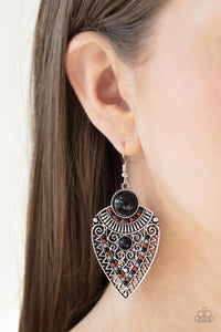 Paparazzi Accessories=Tribal Territory - Black Earrings