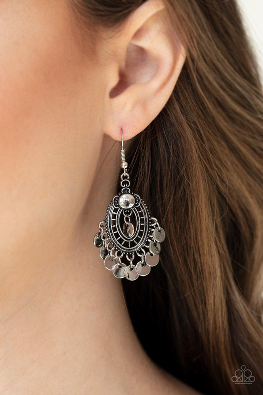Paparazzi Accessories-Chime Chic - Silver Earrings