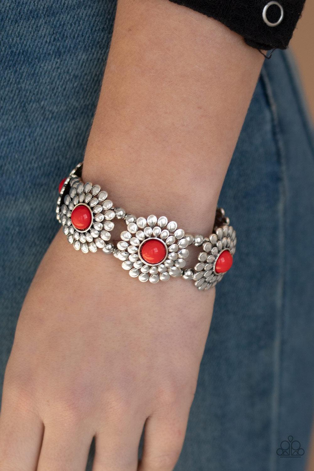 Paparazzi Accessories-Bountiful Blossoms - Red Bracelet