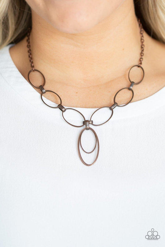 Paparazzi Accessories-All OVAL Town - Copper Necklace