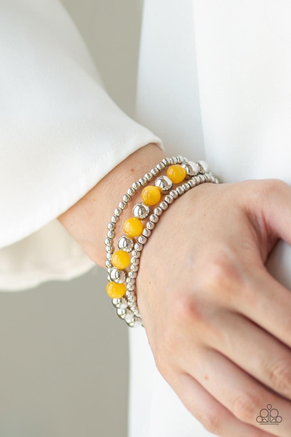 Paparazzi Accessories-Go With The GLOW - Yellow Bracelets - jewelrybybretta