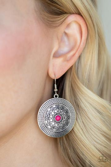 Paparazzi Accessories- Karma Drama - Pink Earrings