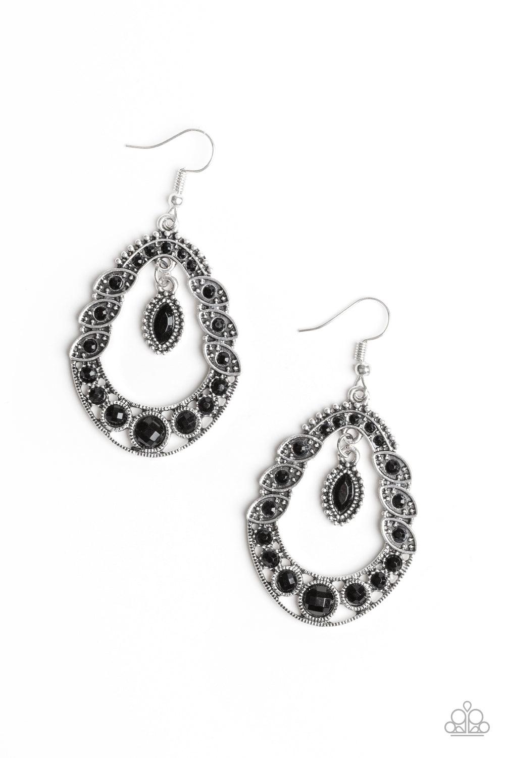 Paparazzi Accessories-Malibu Mardi Gras - Black Earrings