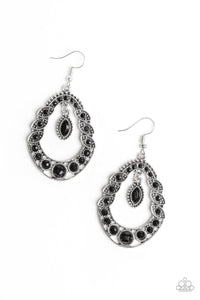 Paparazzi Accessories-Malibu Mardi Gras - Black Earrings