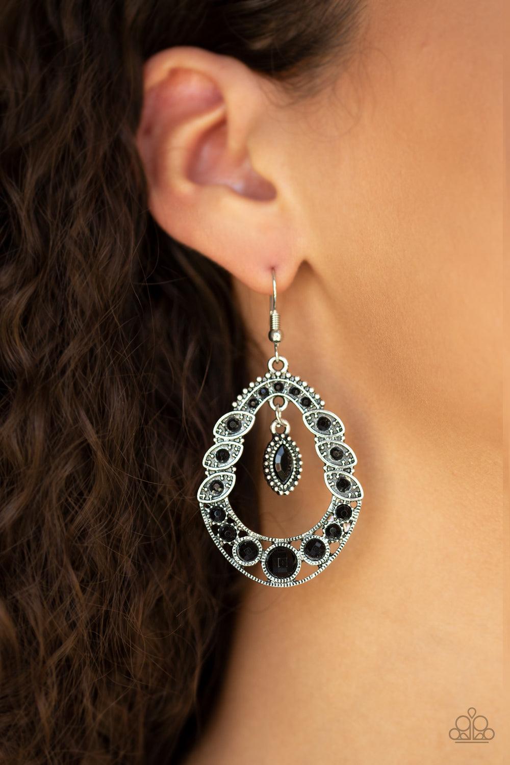 Paparazzi Accessories-Malibu Mardi Gras - Black Earrings