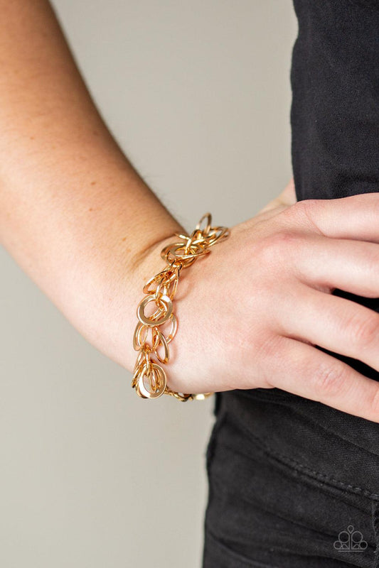 Paparazzi Accessories-Noise Control - Gold Bracelet - jewelrybybretta