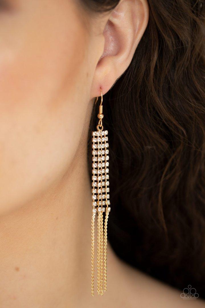 Rhinestone Romance Gold Earrings - Jewelry By Bretta