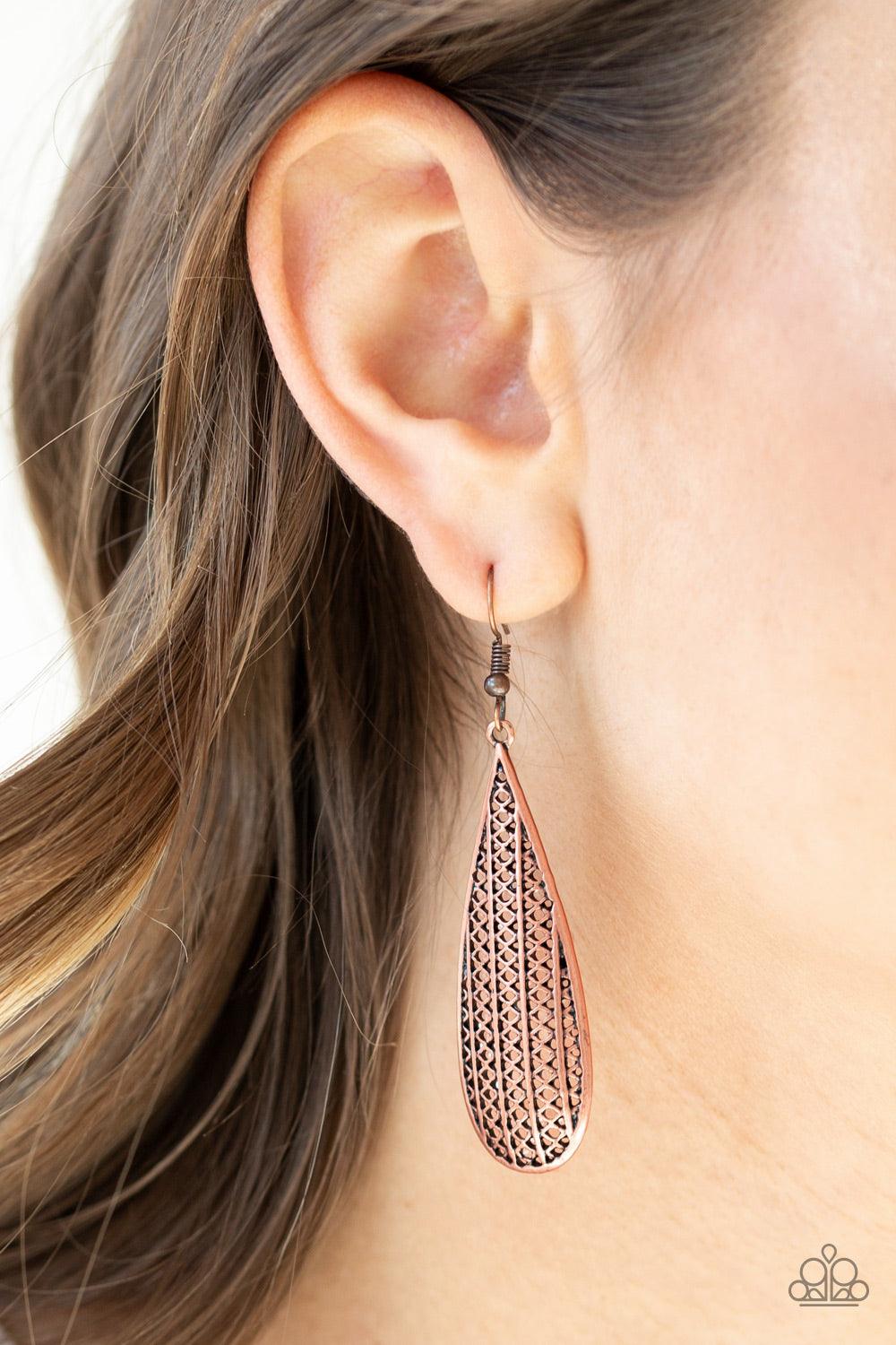 Paparazzi Accessories-Terra Tears - Copper Earrings