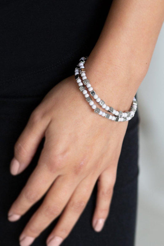 Paparazzi Accessories- Trendy Tribalist - Silver Stretch Bracelets