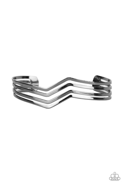 Paparazzi Accessories-Waverunner - Black Cuff Bracelet - jewelrybybretta