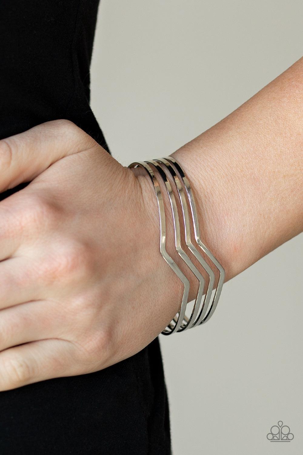 Paparazzi Accessories-Waverunner - Silver Bracelet - jewelrybybretta