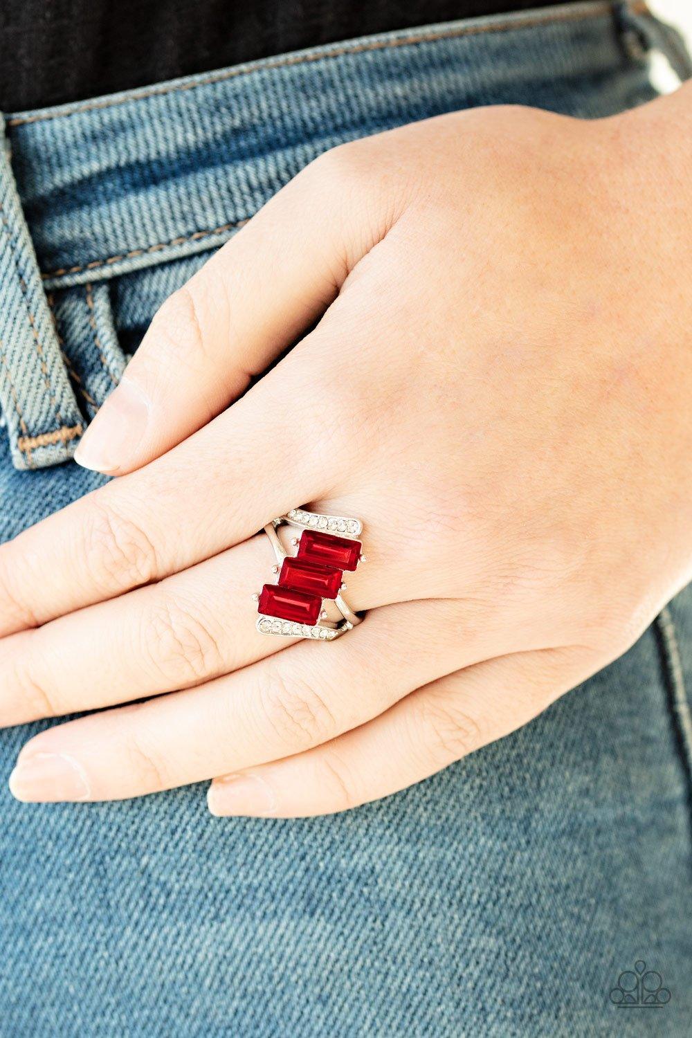 Paparazzi Accessories-Triple Razzle - Red Ring