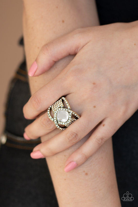 Paparazzi Accessories-Triple Crown Twinkle - Brass Ring