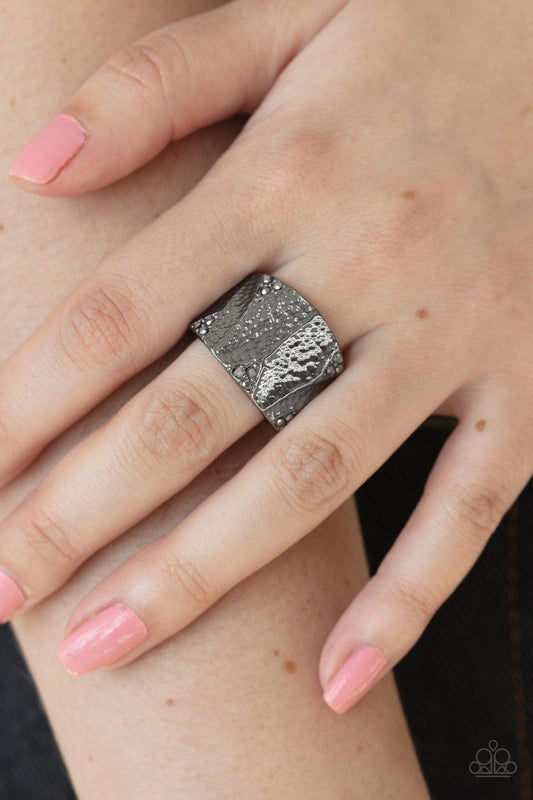 Paparazzi Accessories-Industrial Indentation - Black Ring