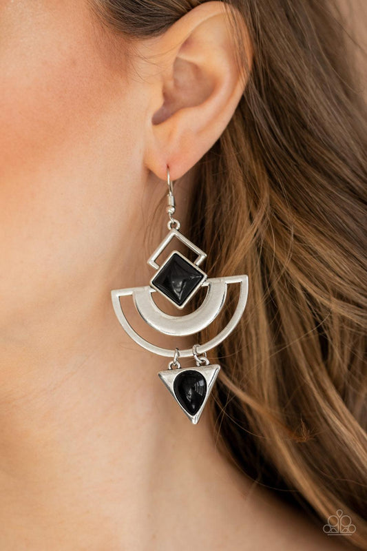 Paparazzi Accessories-Geo Gypsy - Black Earrings
