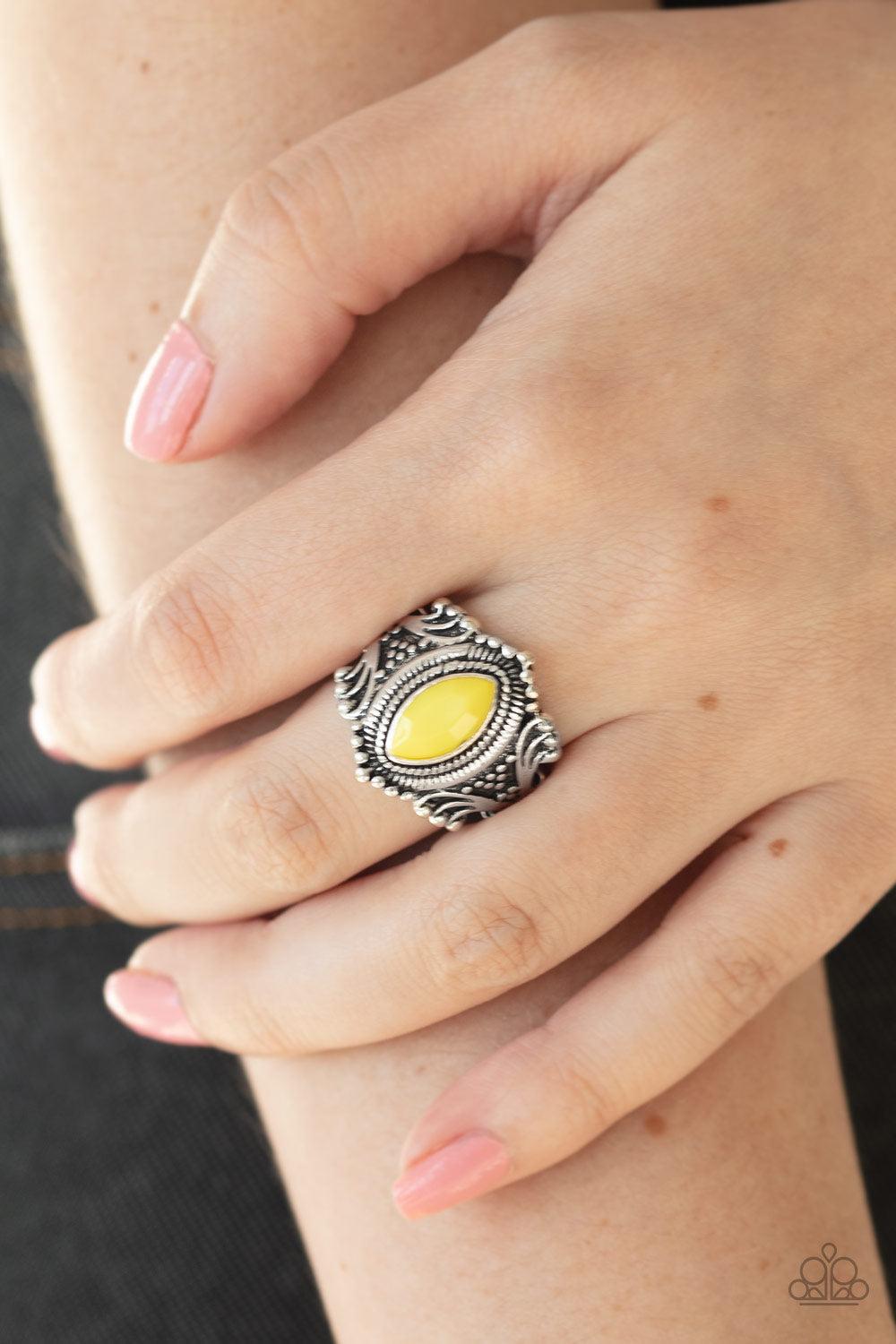 Paparazzi Accessories-Tangy Texture - Yellow Ring