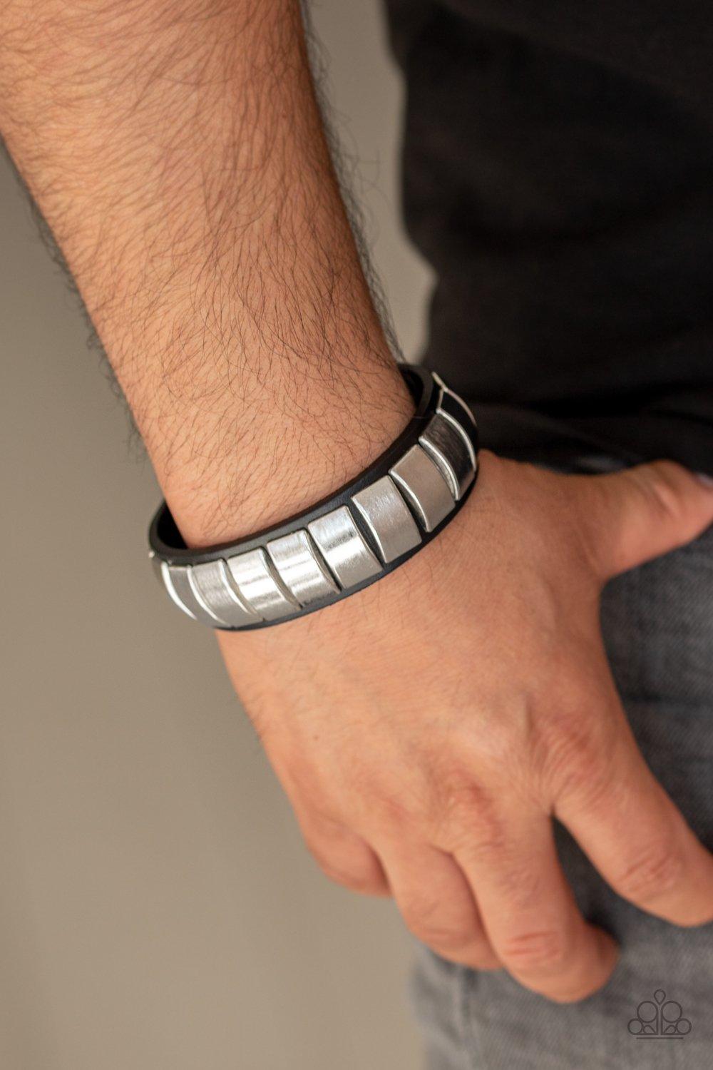 Paparazzi Accessories-Moto Mode - Black Urban Bracelet