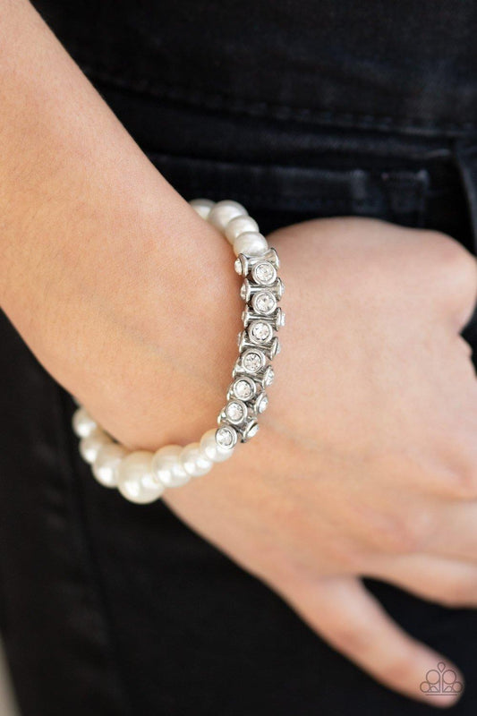 Paparazzi Accessories-Traffic-Stopping Sparkle - White Bracelet