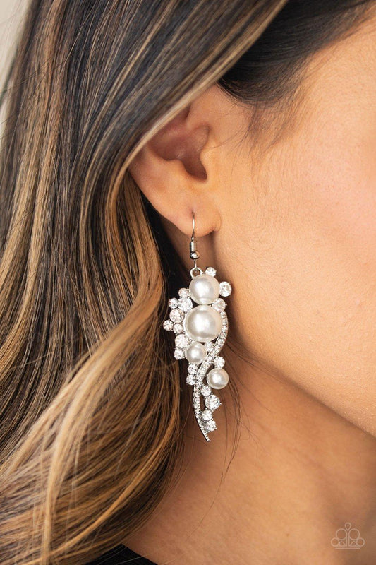 Paparazzi Accessories-High-End Elegance - White Earrings