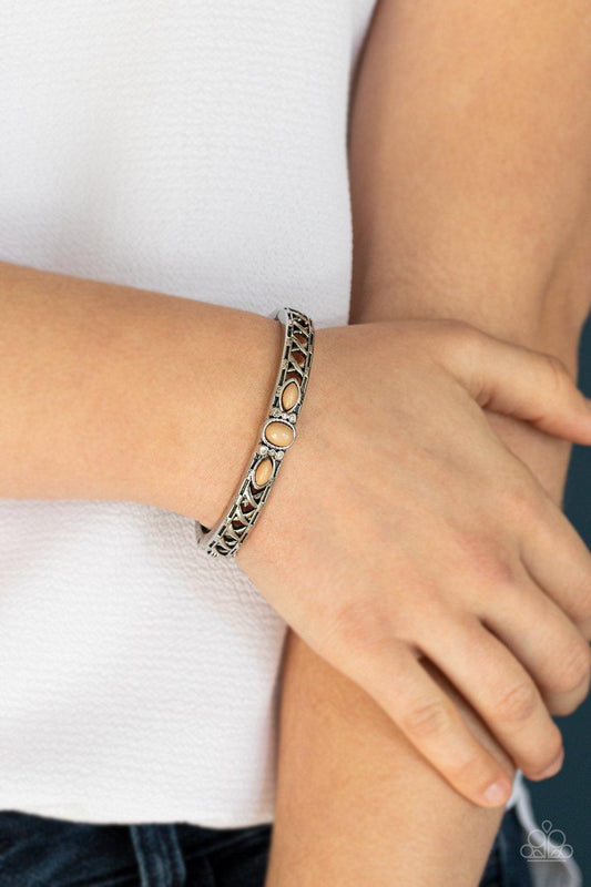 Paparazzi Accessories-Caught In The Cross HEIRS - Brown Bracelet
