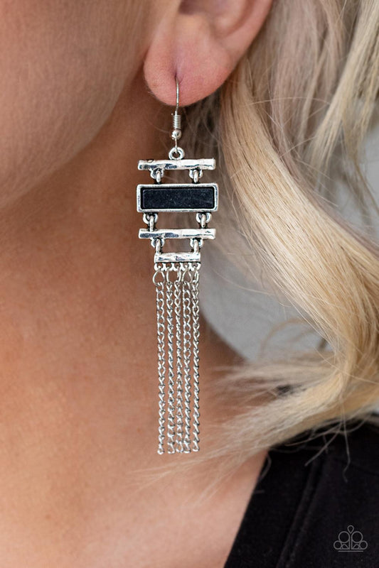 Paparazzi Accessories-Stone Dwellings - Black Earrings
