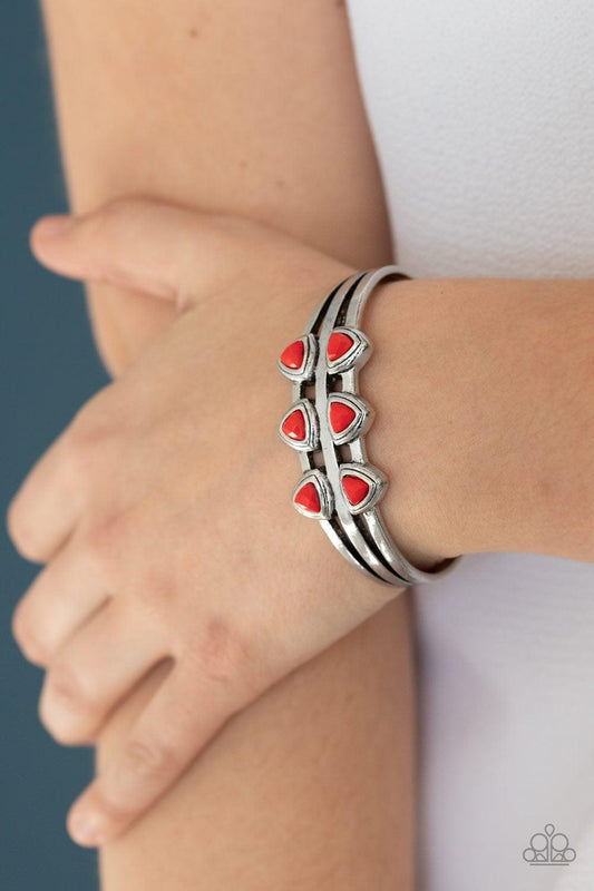 Paparazzi Accessories-Tribal Triad - Red Bracelet