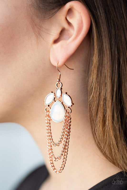 Paparazzi Accessories-Opalescence Essence - Copper Earrings