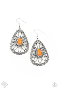 Paparazzi Accessories-Floral Frill - Orange Earrings
