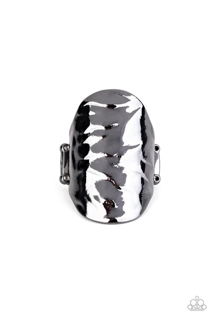 Paparazzi Accessories-Retro Ripple - Black Ring