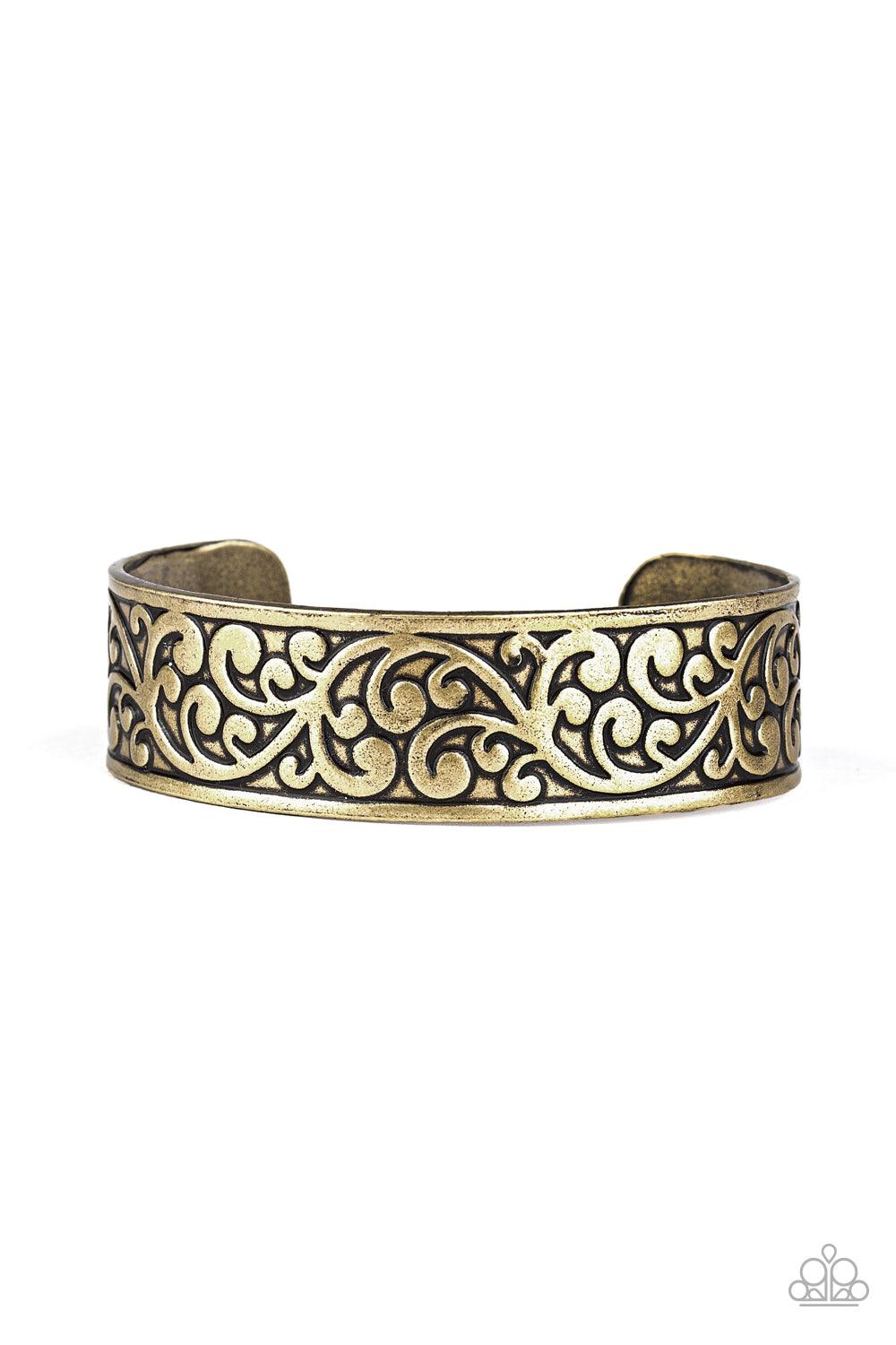 Paparazzi Accessories-Read The VINE Print - Brass Bracelet