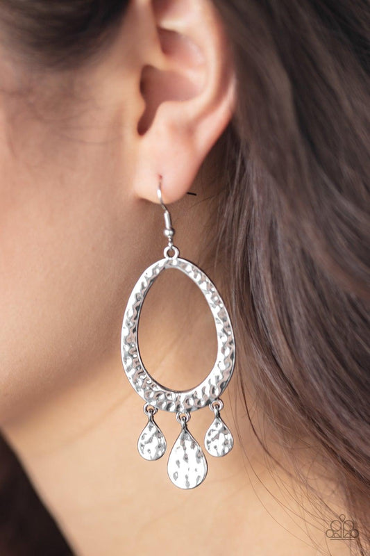 Paparazzi Accessories-Taboo Trinket - Silver Earrings