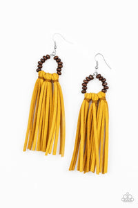 Paparazzi Accessories-Easy To PerSUEDE - Yellow Earrings