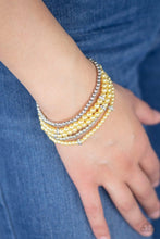 Paparazzi Accessories-Fiercely Frosted - Yellow Bracelets