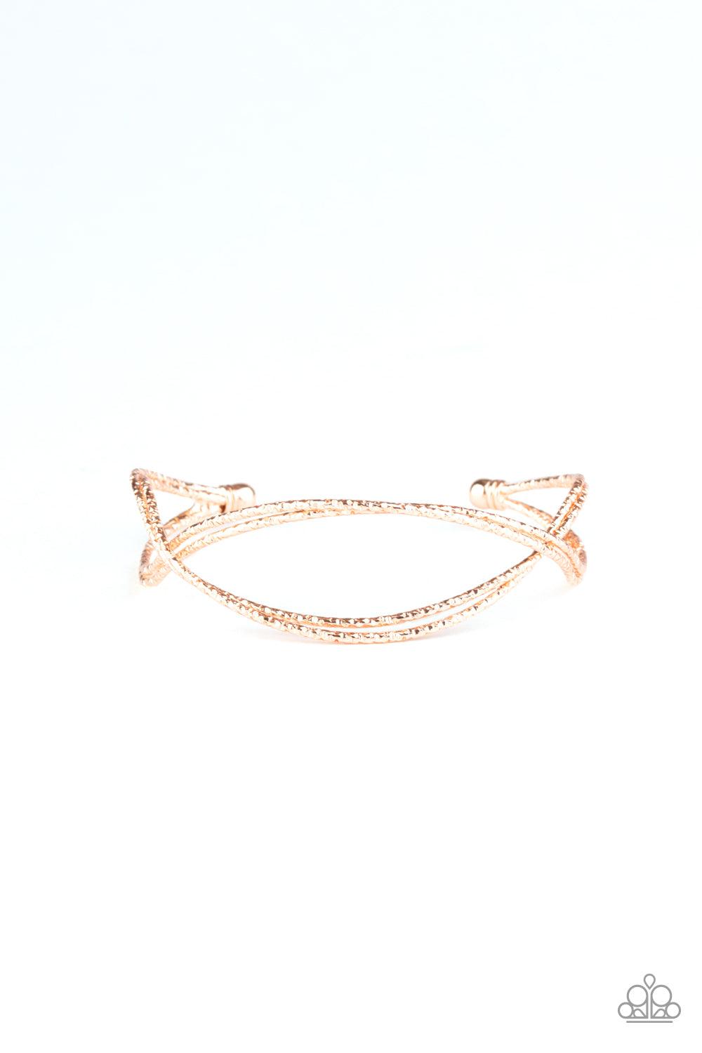 Paparazzi Accessories-Bending Over Backwards - Rose Gold Bracelet