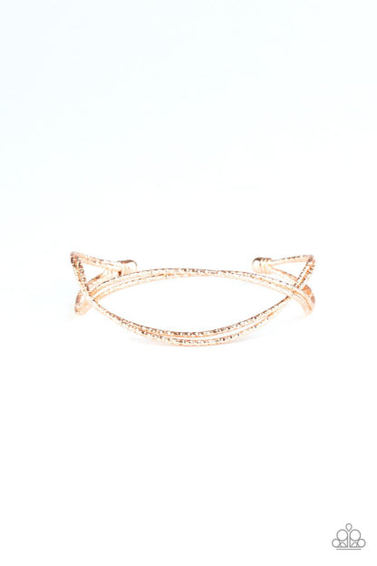 Paparazzi Accessories-Bending Over Backwards - Rose Gold Bracelet