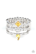 Paparazzi Accessories-Triple Throne Twinkle - Yellow Ring