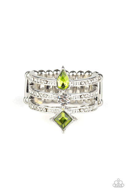 Triple Throne Twinkle Green Ring - Jewelry by Bretta