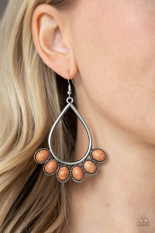Paparazzi Accessories-Stone Sky - Brown Earrings