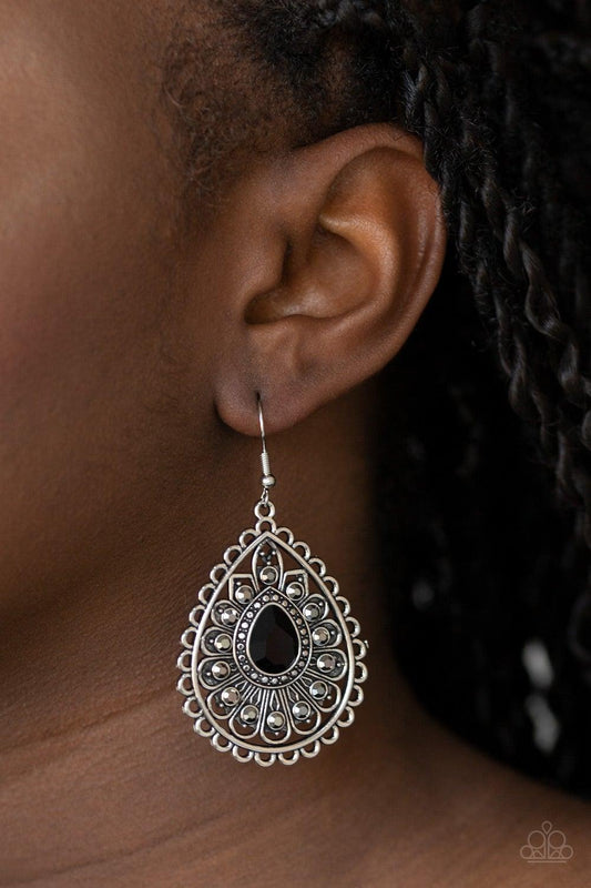 Paparazzi Accessories-Eat, Drink, and BEAM Merry - Black Earrings