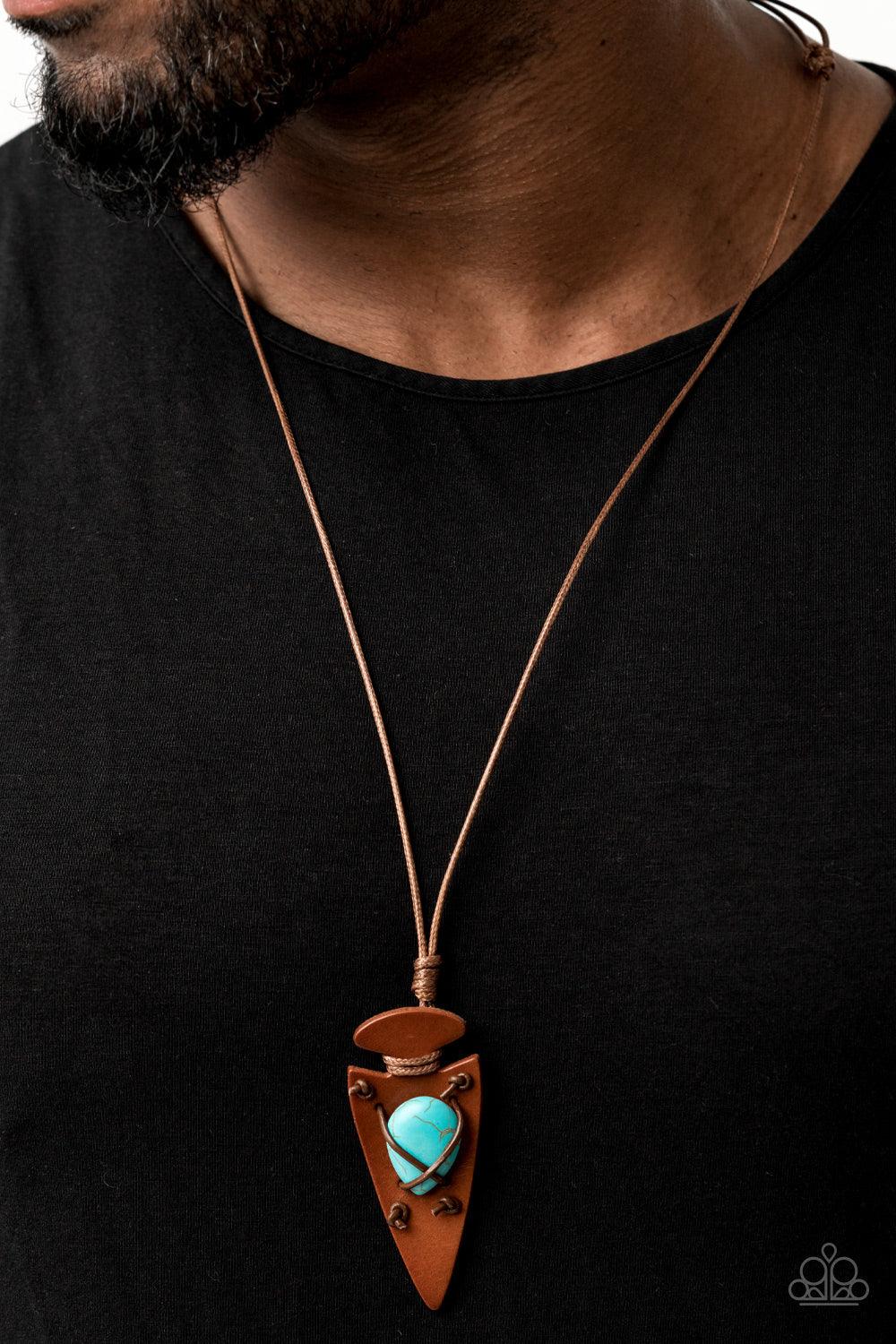 Paparazzi Accessories-Hold Your ARROWHEAD Up High - Blue Urban Necklace