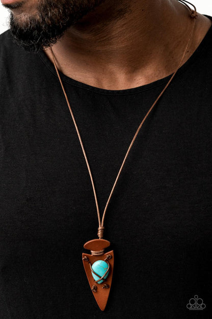 Paparazzi Accessories-Hold Your ARROWHEAD Up High - Blue Urban Necklace