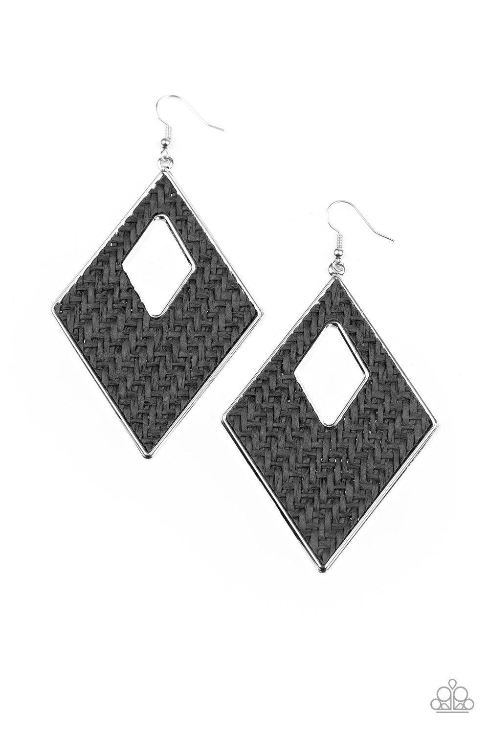  Paparazzi Accessories-Woven Wanderer - Black Earrings