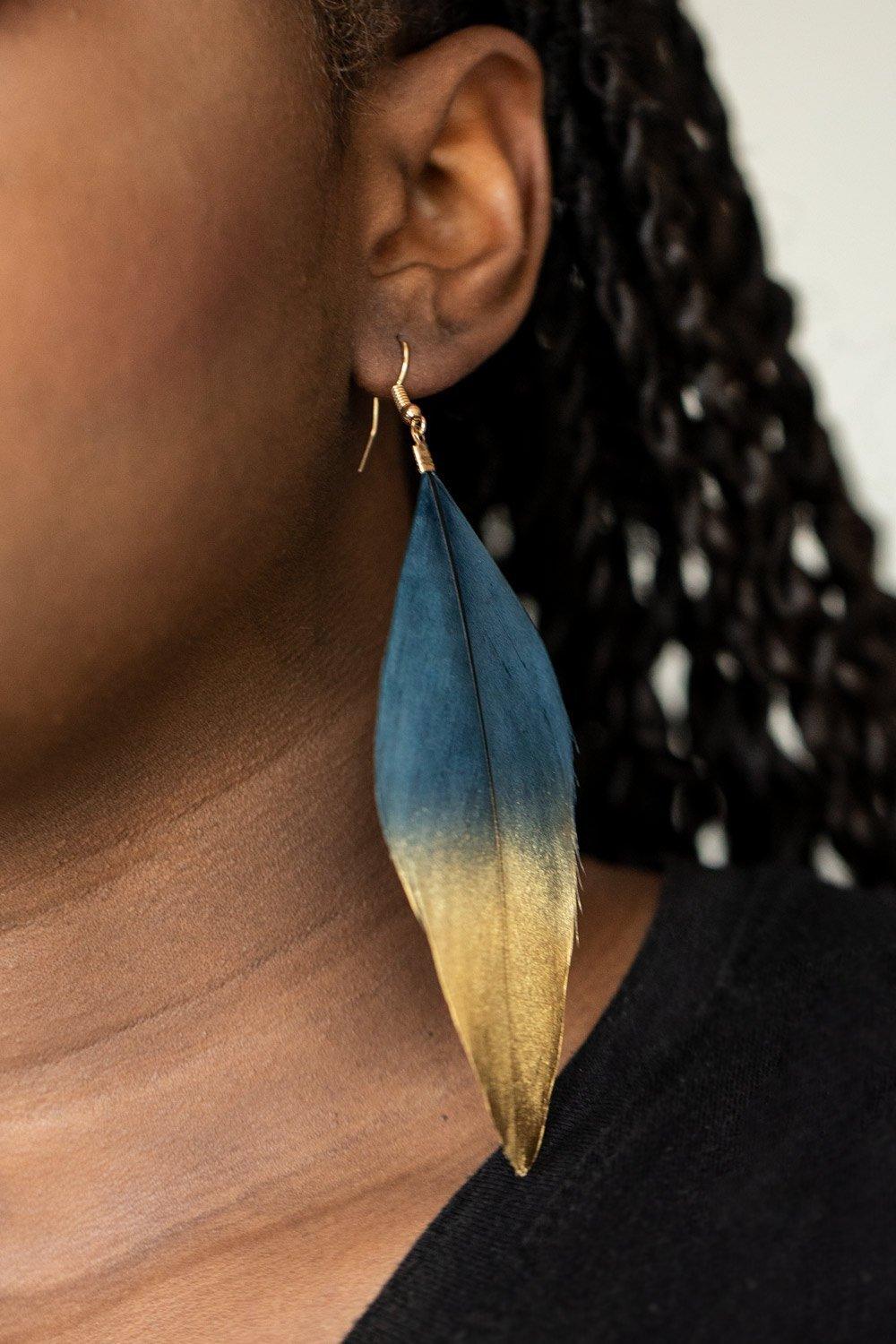 Fleek Feathers Blue Earrings - Jewelry by Bretta