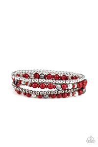 Paparazzi Accessories-Stacked Style Maker - Red Bracelets